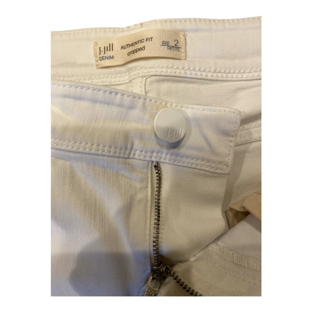 J. Jill Authentic Fit Cropped White Floral Embroidered Denim Jeans Women's Sz 2P - Picture 6 of 10